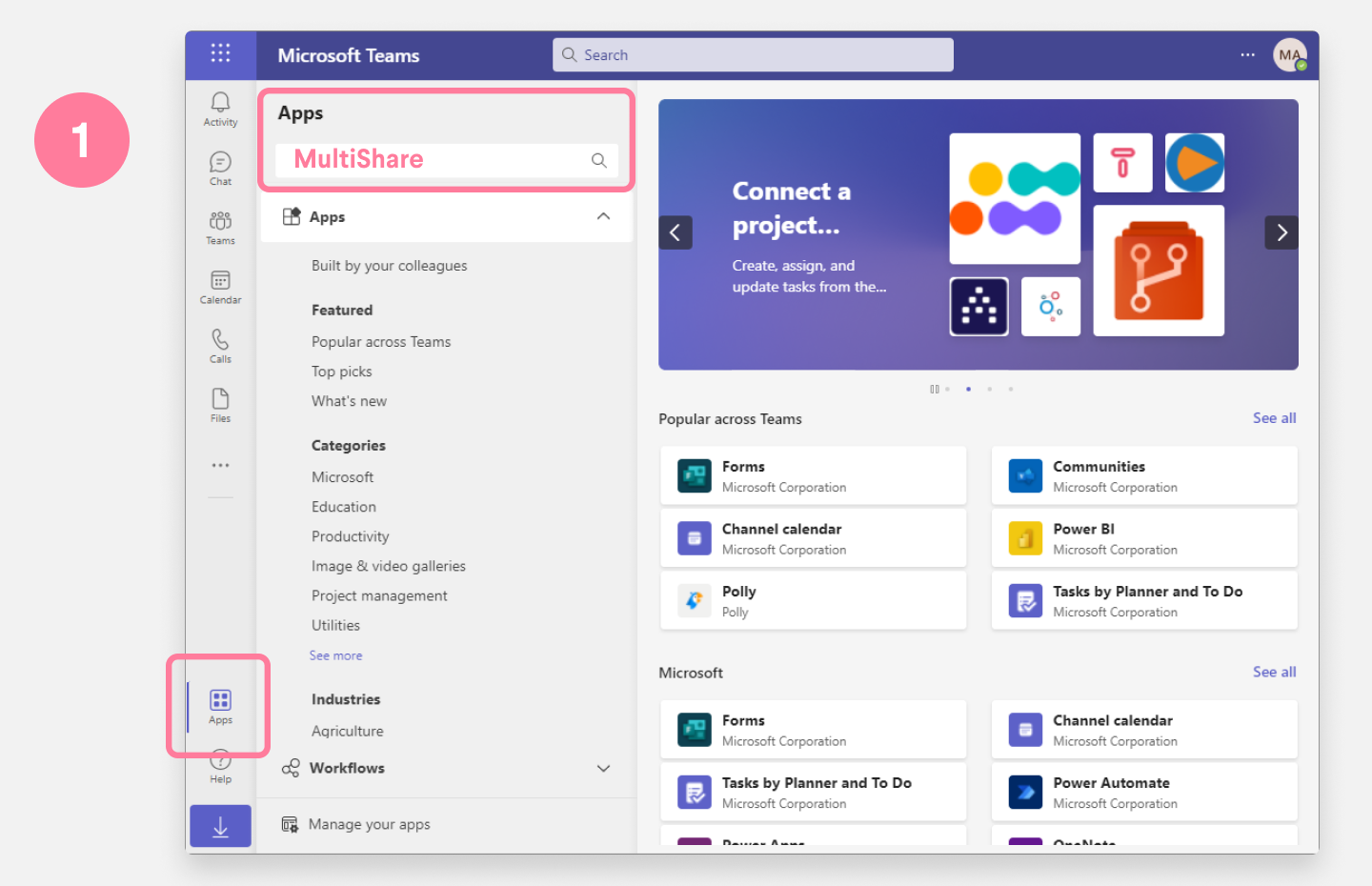 Apps tab in Teams